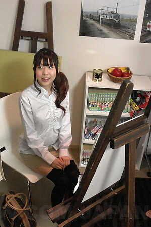 Sakura Saya in long socks is fucked in hairy pussy and gets cum.